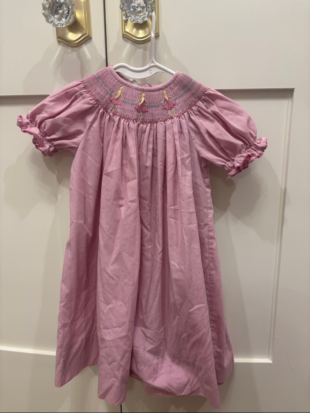 Vive La Fete: Pink Smocked Puff-Sleeve Girls Dress